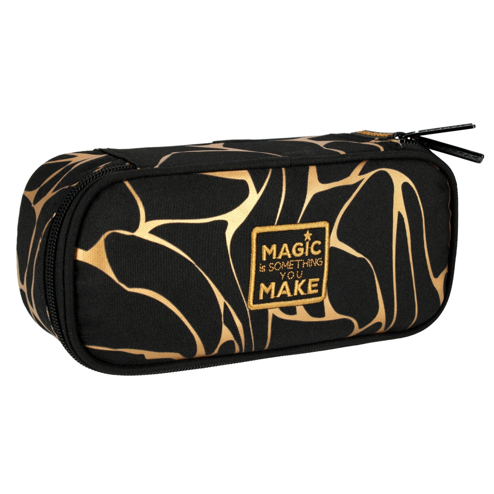 Pencil case oval 1-zip Gold