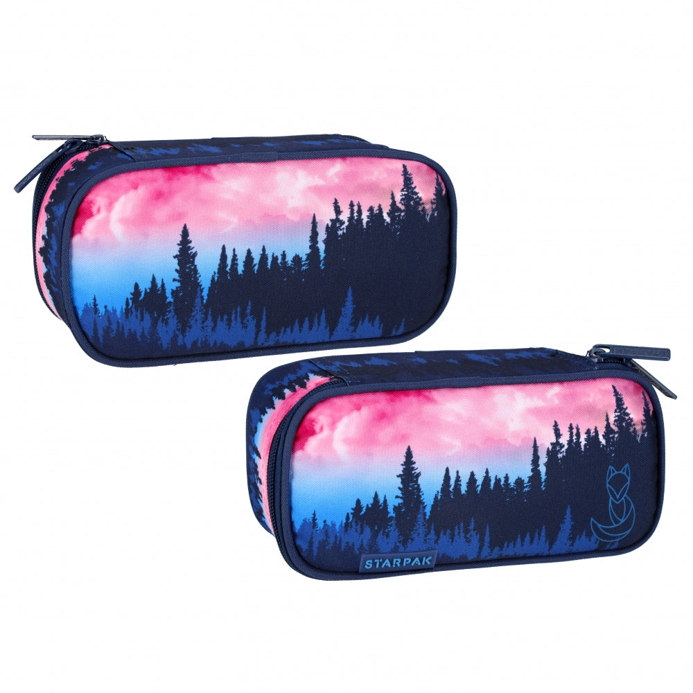 Oval pencil case, 1-zip, Forest