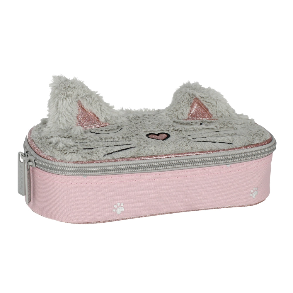 Oval pencil case 1zip Kitten fur
