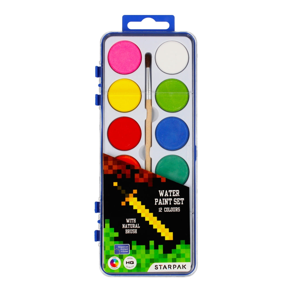 Farby akwarelowe 12 kolorów z pędzelkiem Pixel