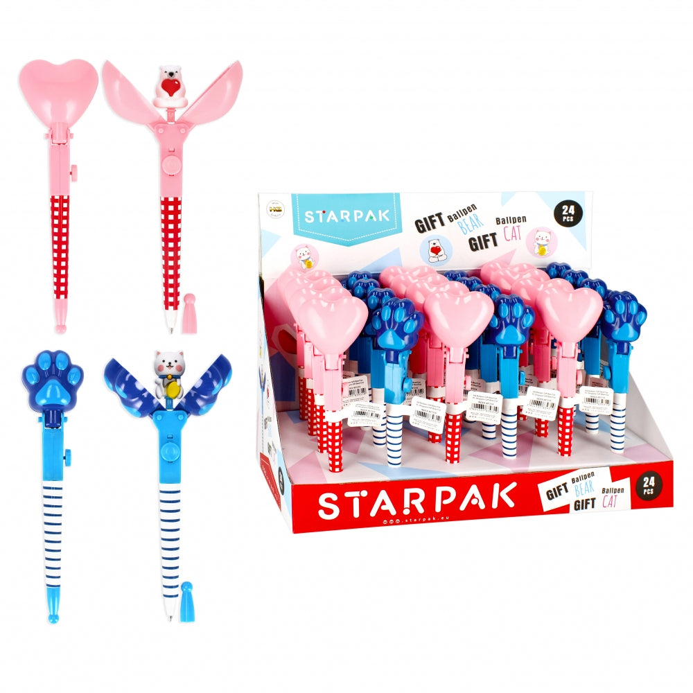 Długopis zamykany Gift Miś/Kot display A 24