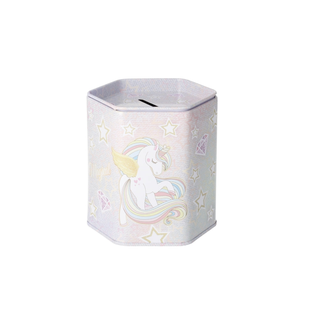Unicorn Hexagonal Metal Piggy Bank