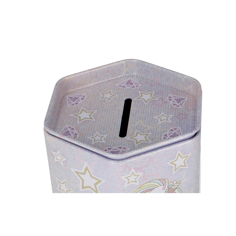 Unicorn Hexagonal Metal Piggy Bank