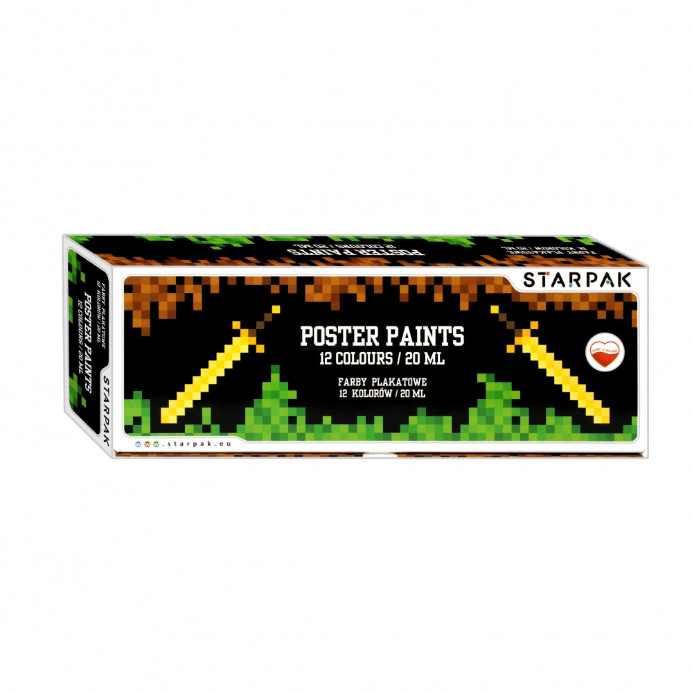 Farby plakatowe 12 kolorów 20ml Pixel Game