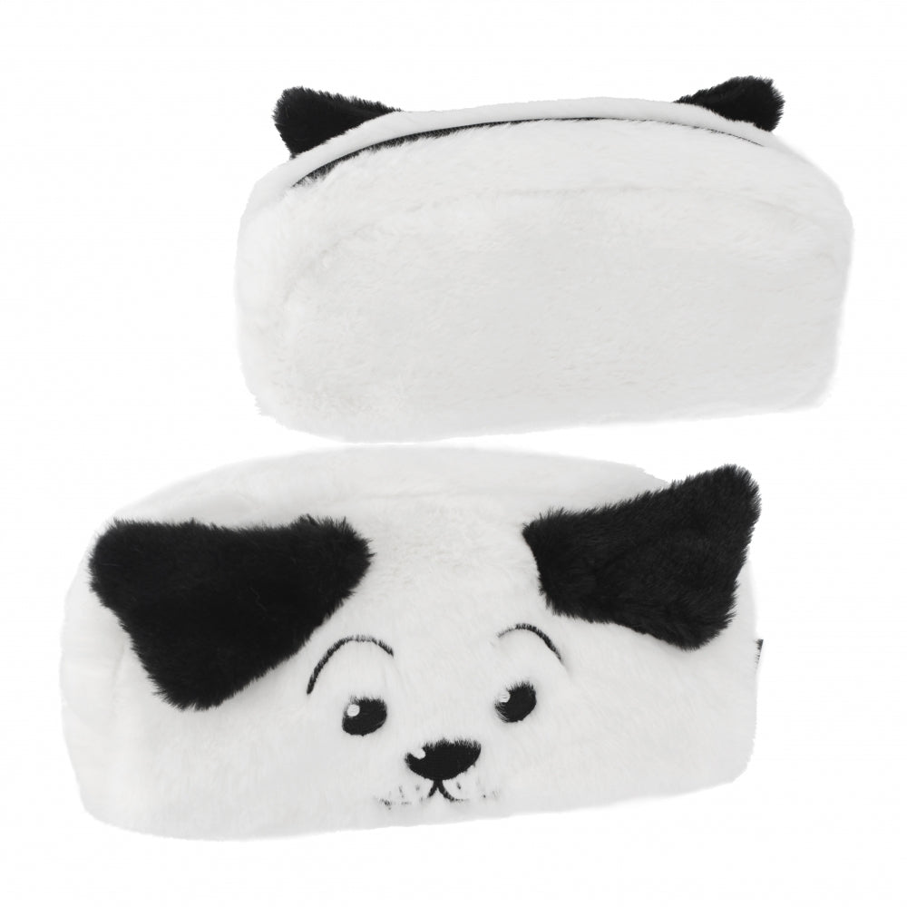 Piórnik saszetka pluszowa 1zamek Dog B&W