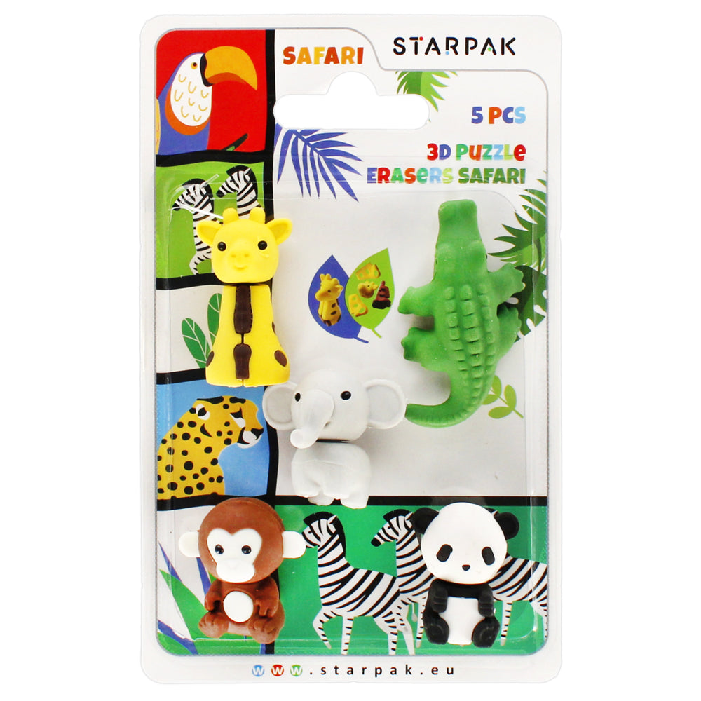 Gumka do mazania 3D puzzle Safari 5szt