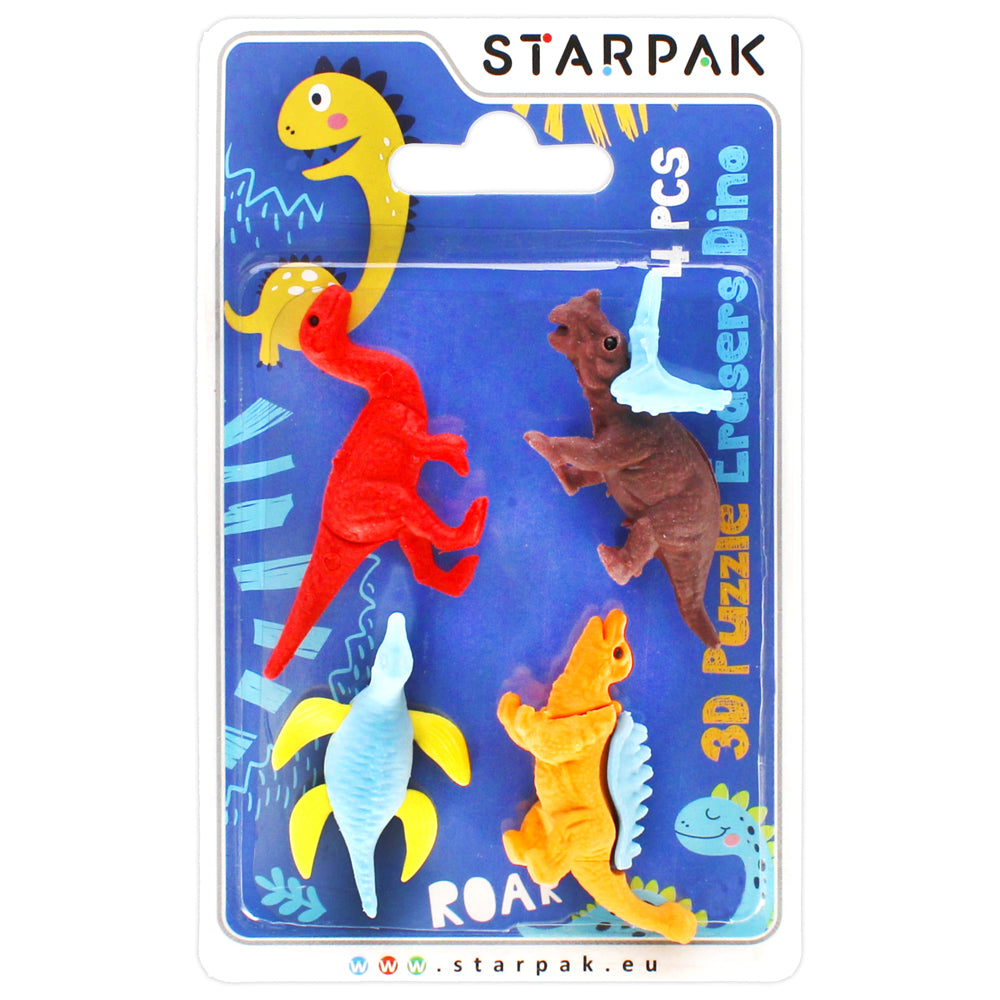 Gumka do mazania 3D puzzle Dino 4szt