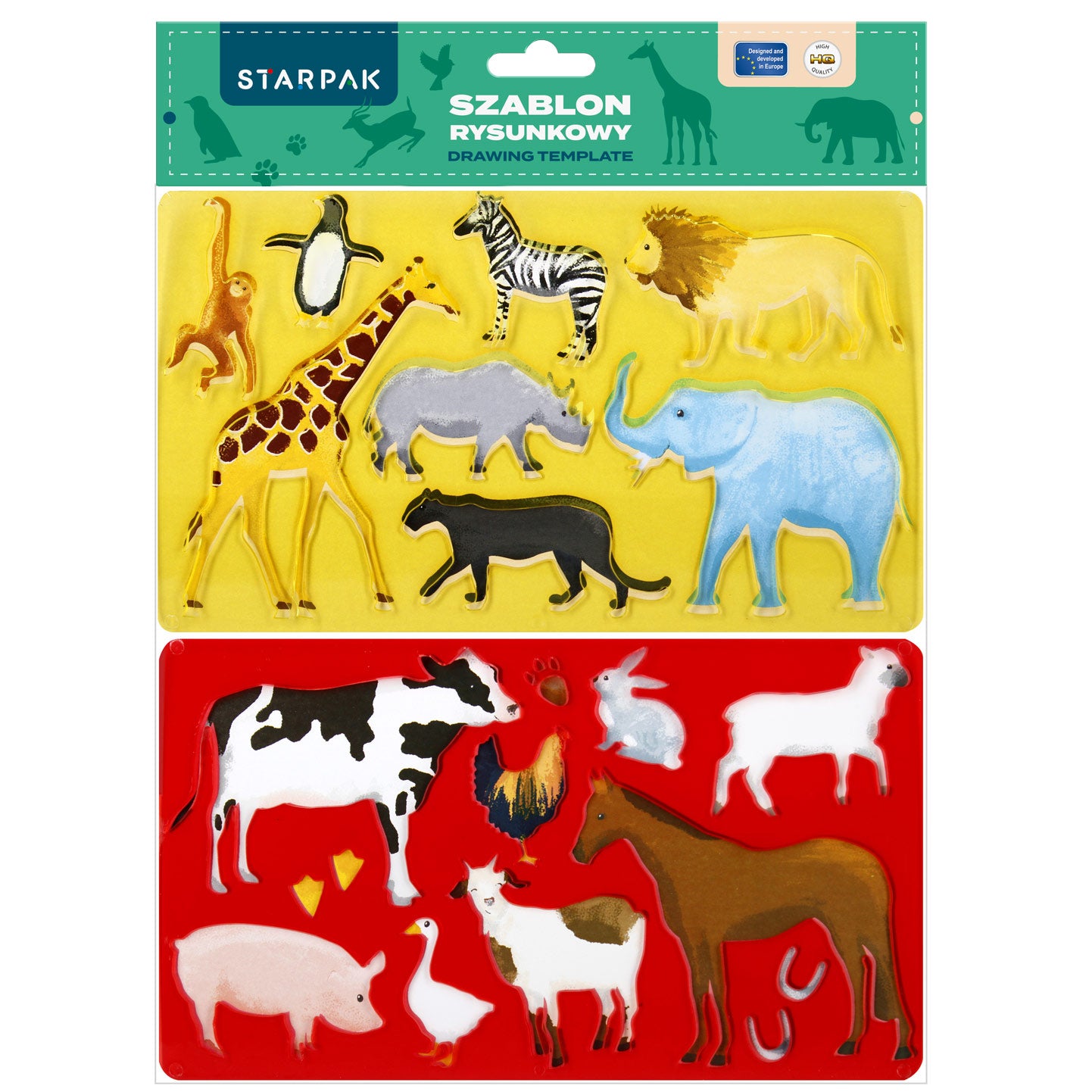 Szablon rysunkowy 225x130 2szt Animals