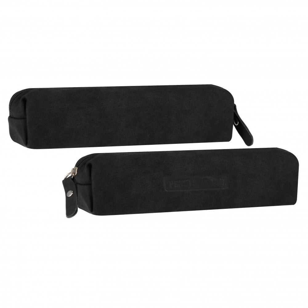 Pencil case pouch 1-zip metallic black