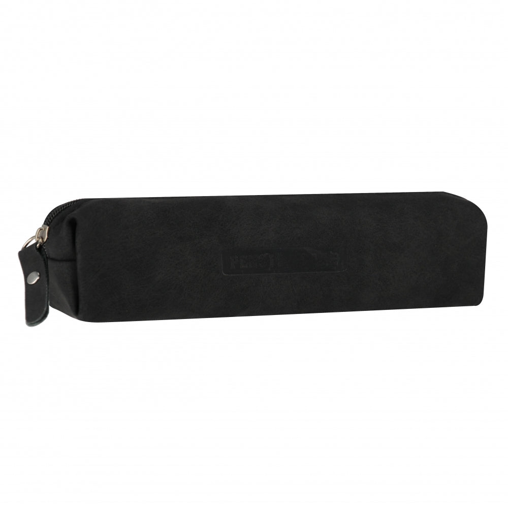Pencil case pouch 1-zip metallic black