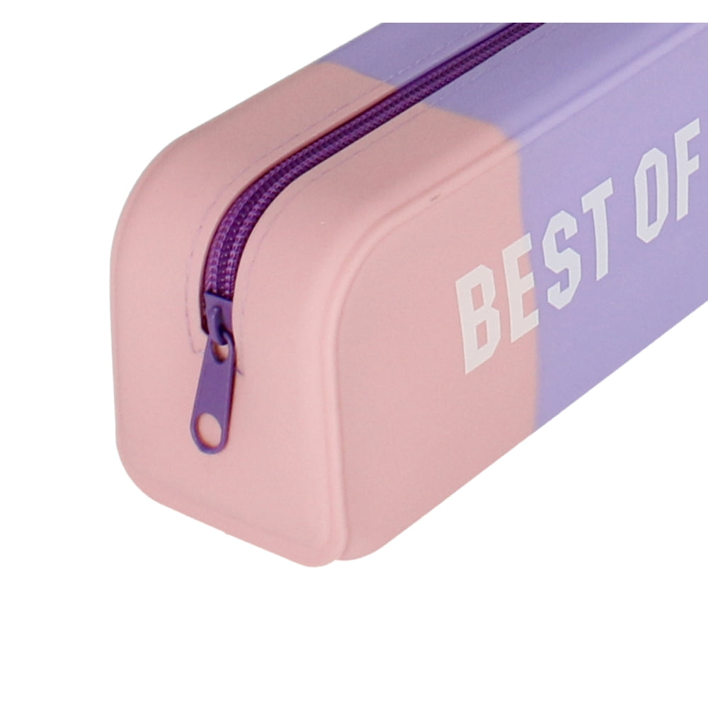 Pencil case silicone 1-zip tricolour pink