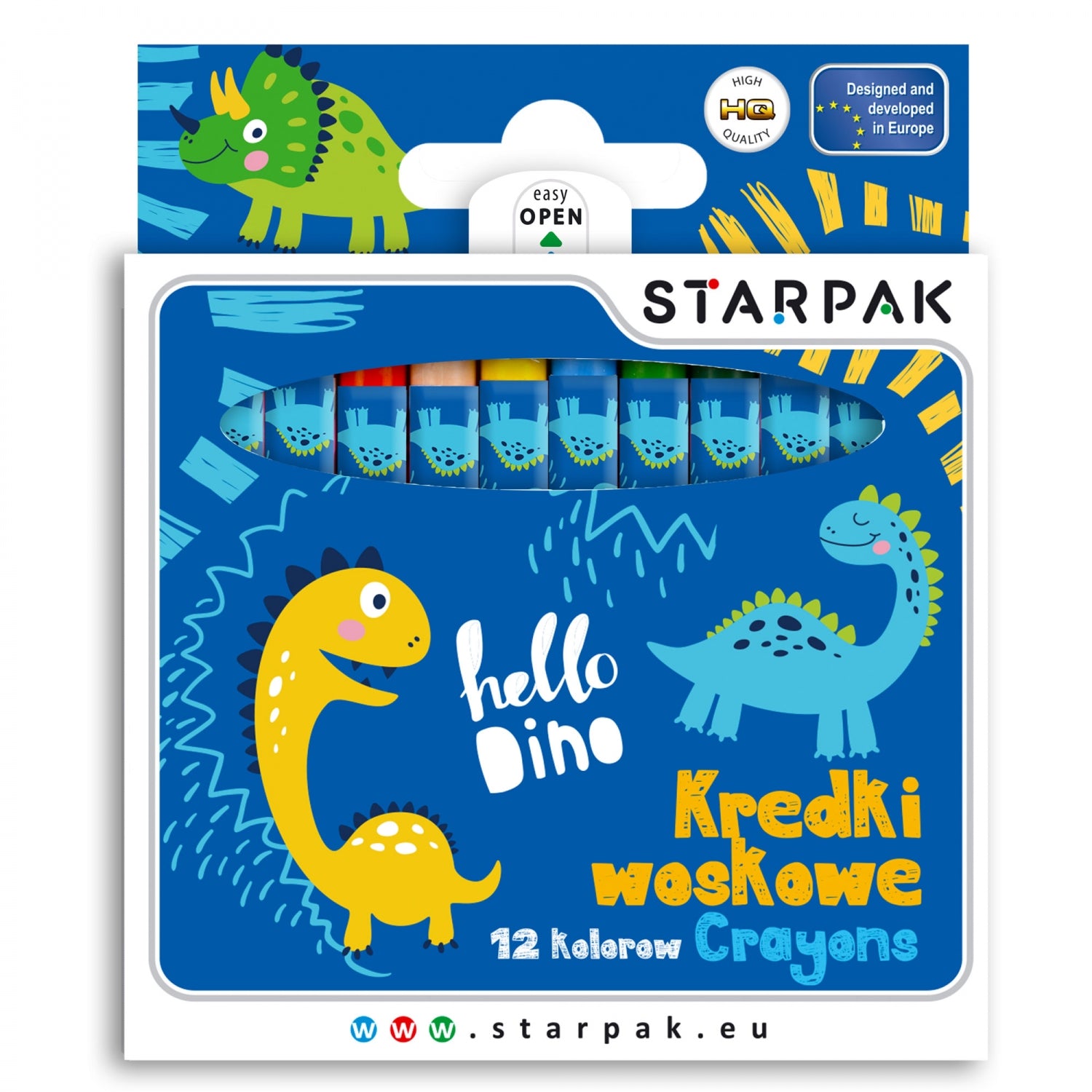 Kredki woskowe 12 kolorów Dino