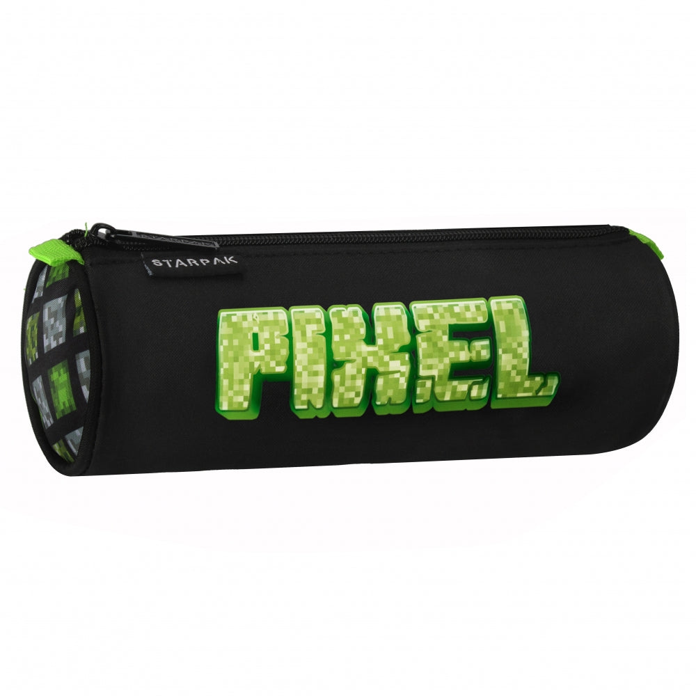 Pencil case tube 1zip Pixel green
