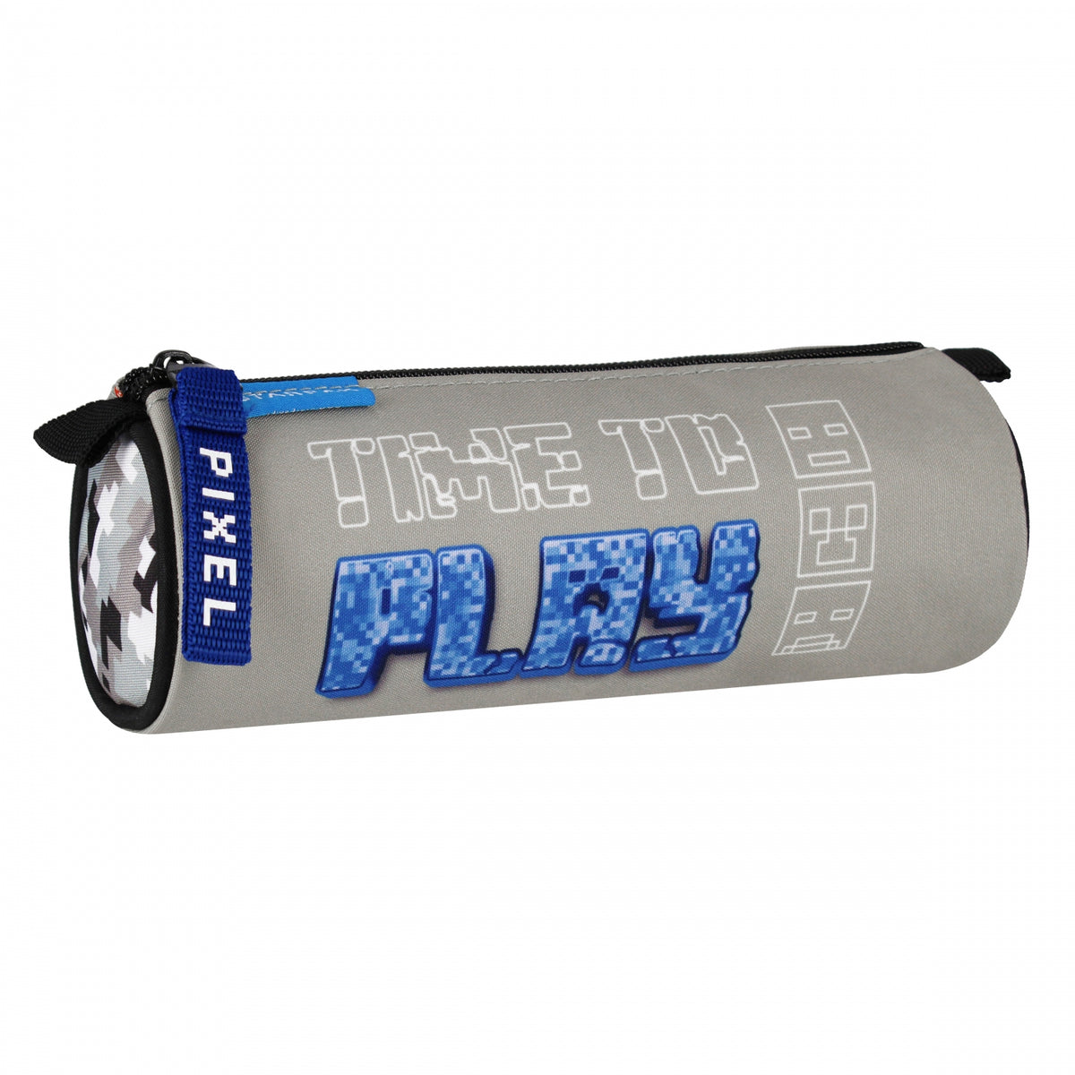 Pencil case tube 1-zip Pixel grey