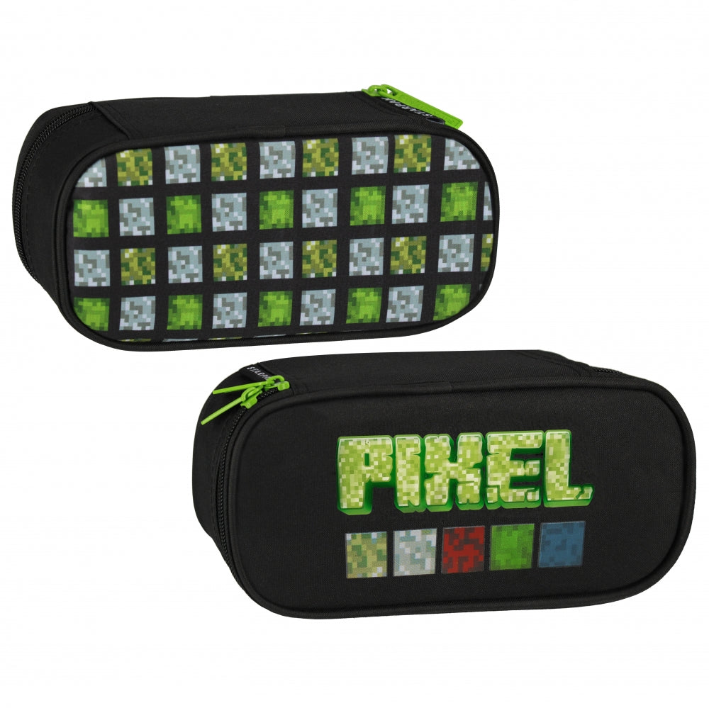 Pencil case 1-zip Pixel green
