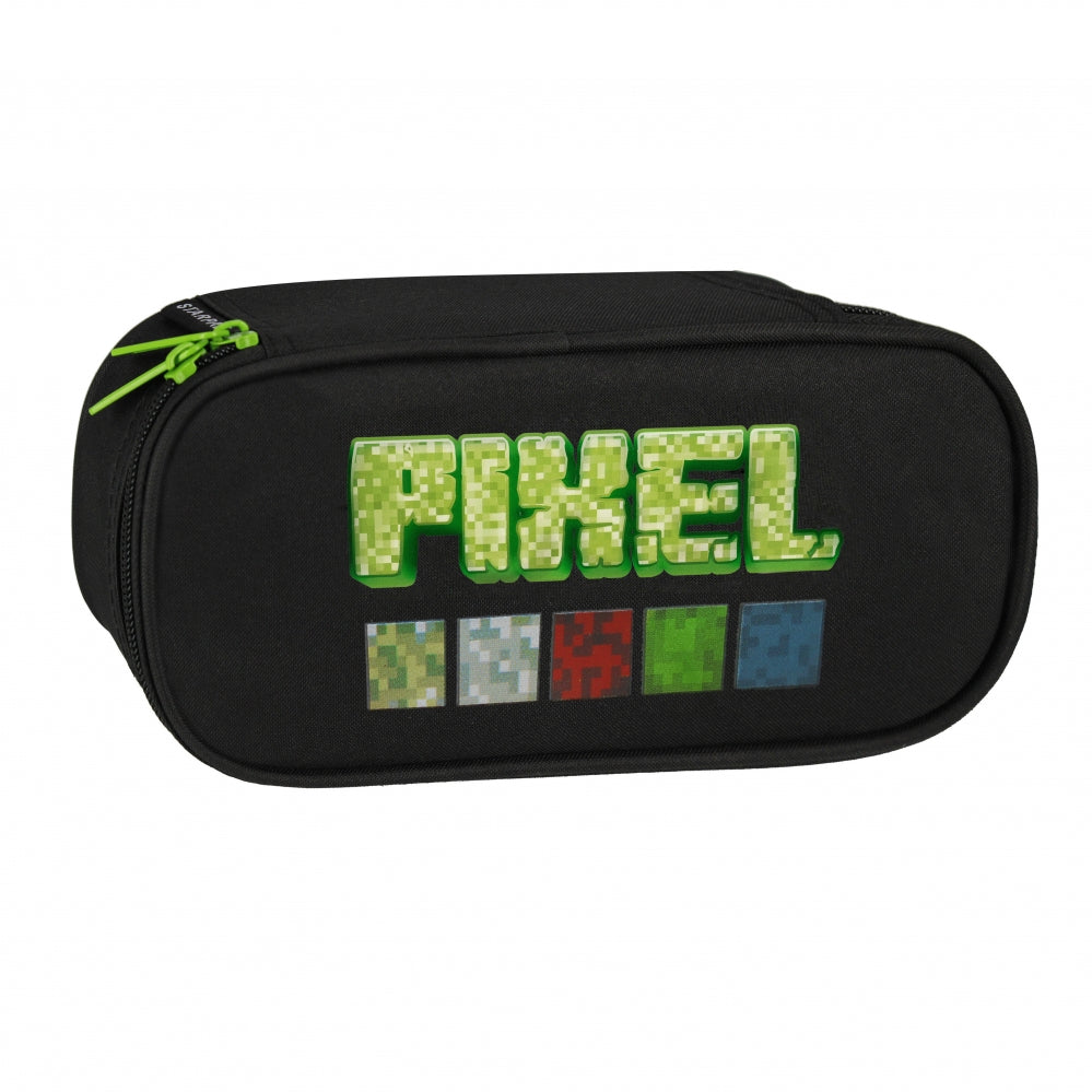 Pencil case 1-zip Pixel green