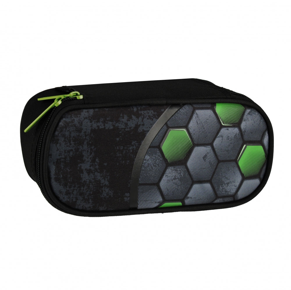 Pencil case, 1-zip, Football, green ball