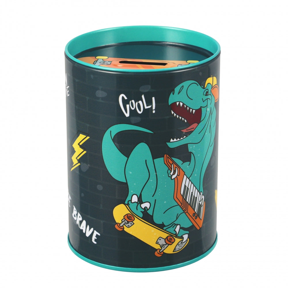 Skarbonka metalowa okrągła Skate Dino