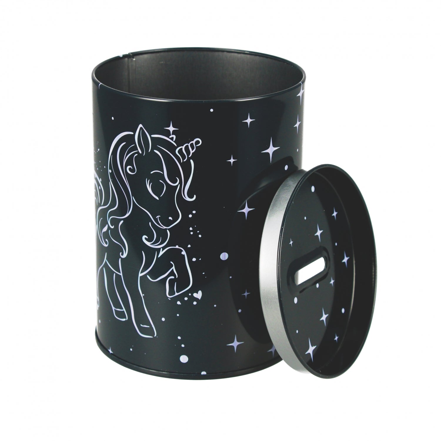 Skarbonka metalowa okrągła Unicorn holograf