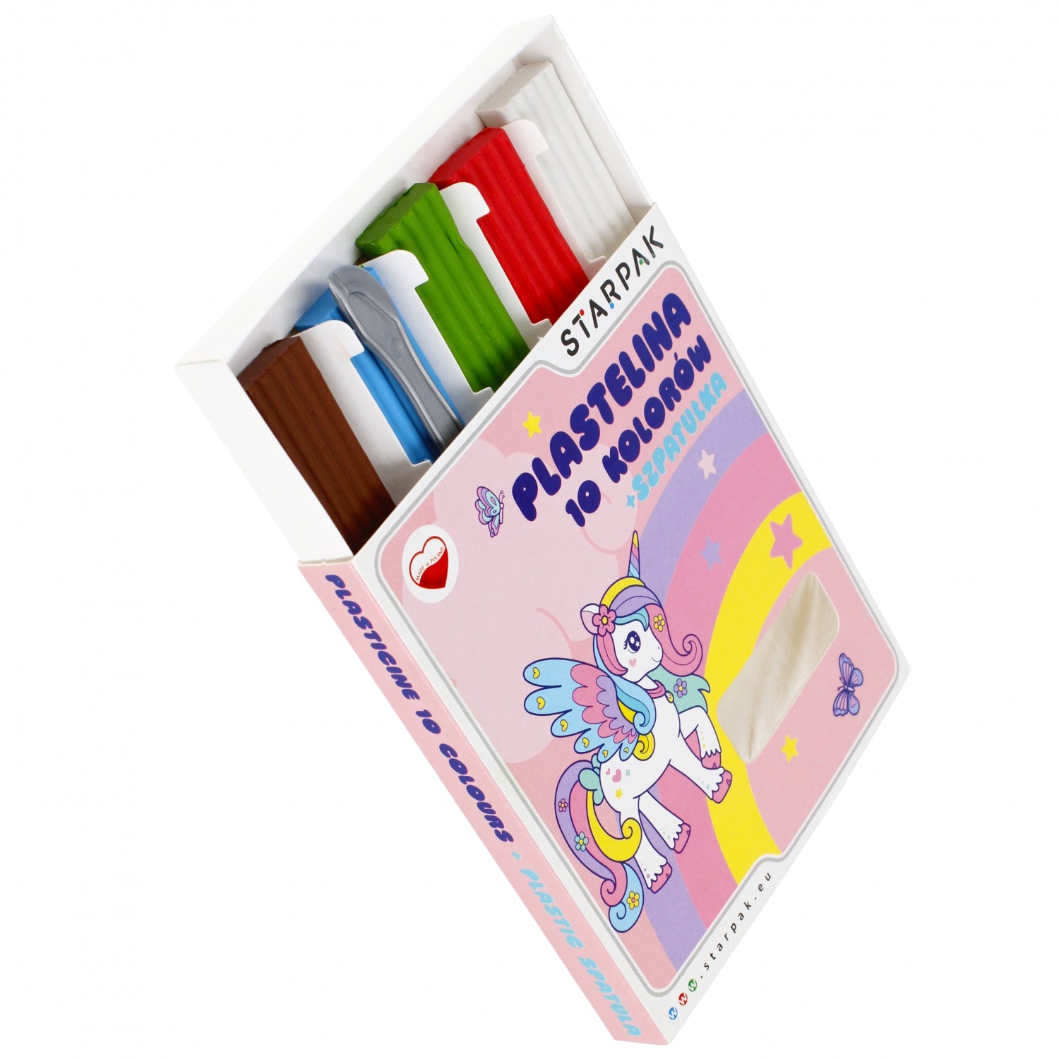 Plastelina 10 kolorów falista ze szpatułką Unicorn