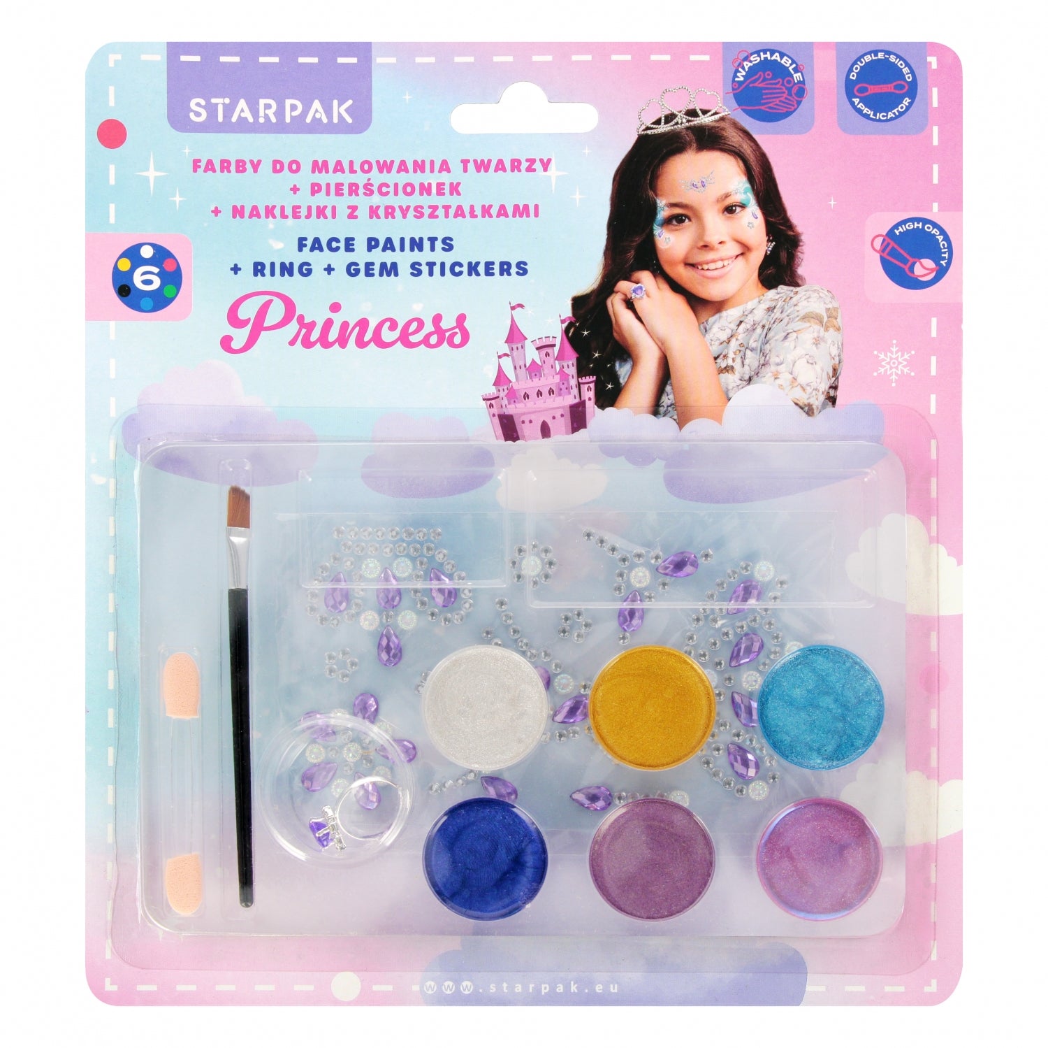 Farby do malowania twarzy 6kol akcesoria Princess