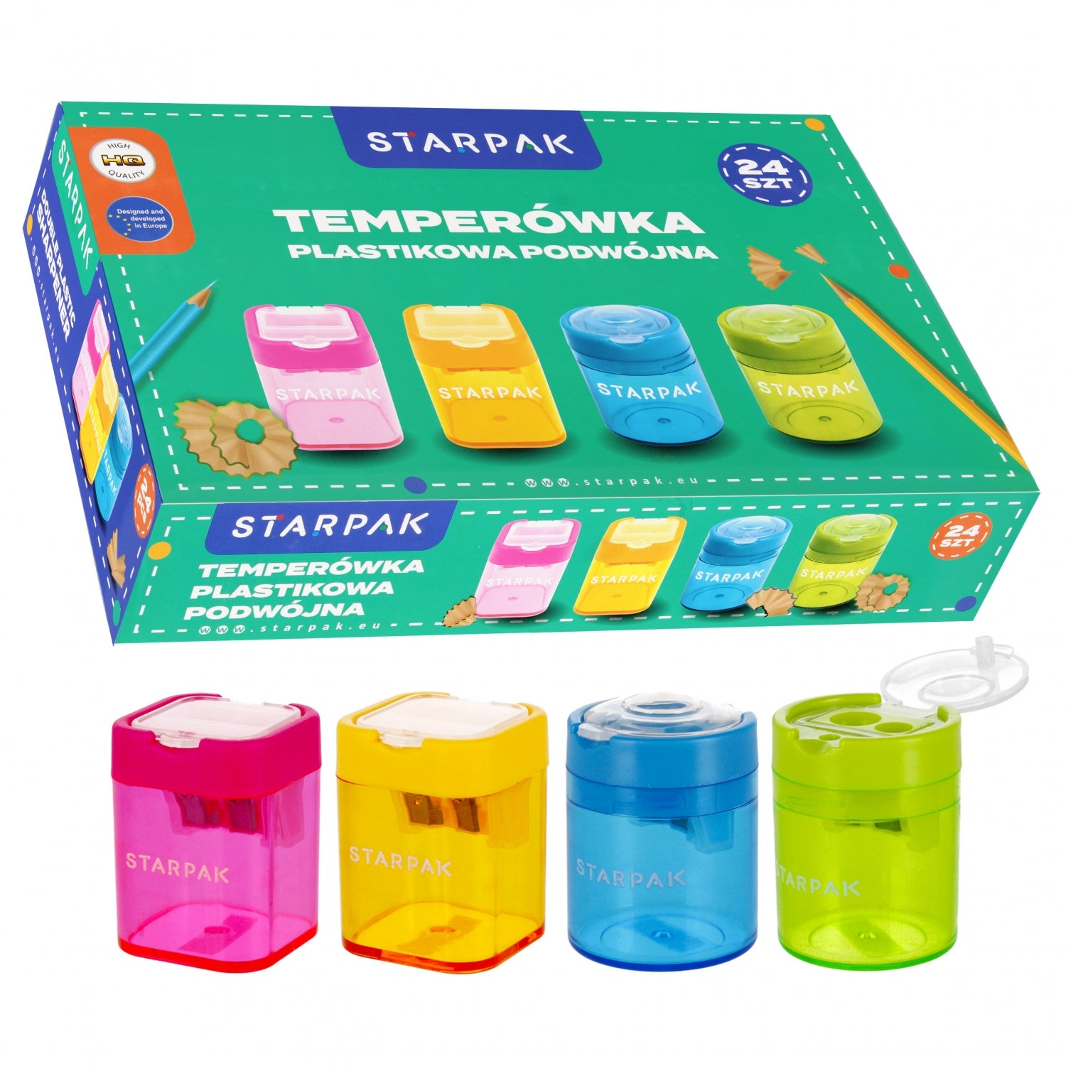 Temperówka 2 ostrza okrągła/kwadratowa display A 24