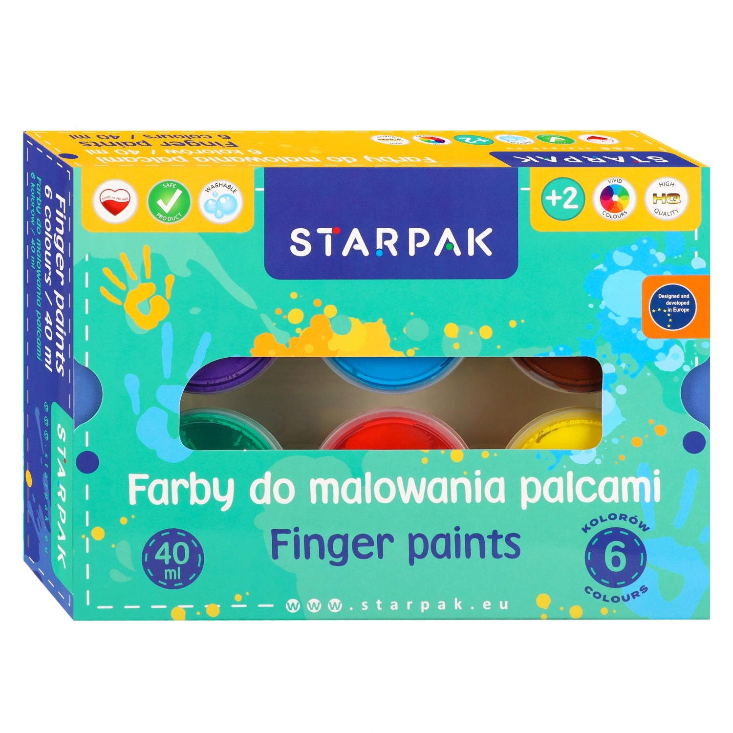 Farby do malowania palcami 6 kolorów 40ml