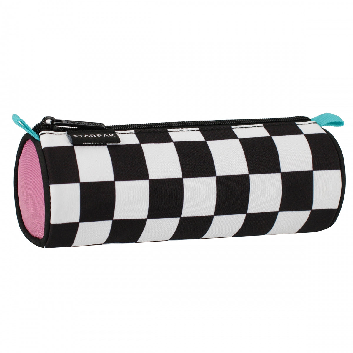 Pencil case tube 1-zip Chessboard white