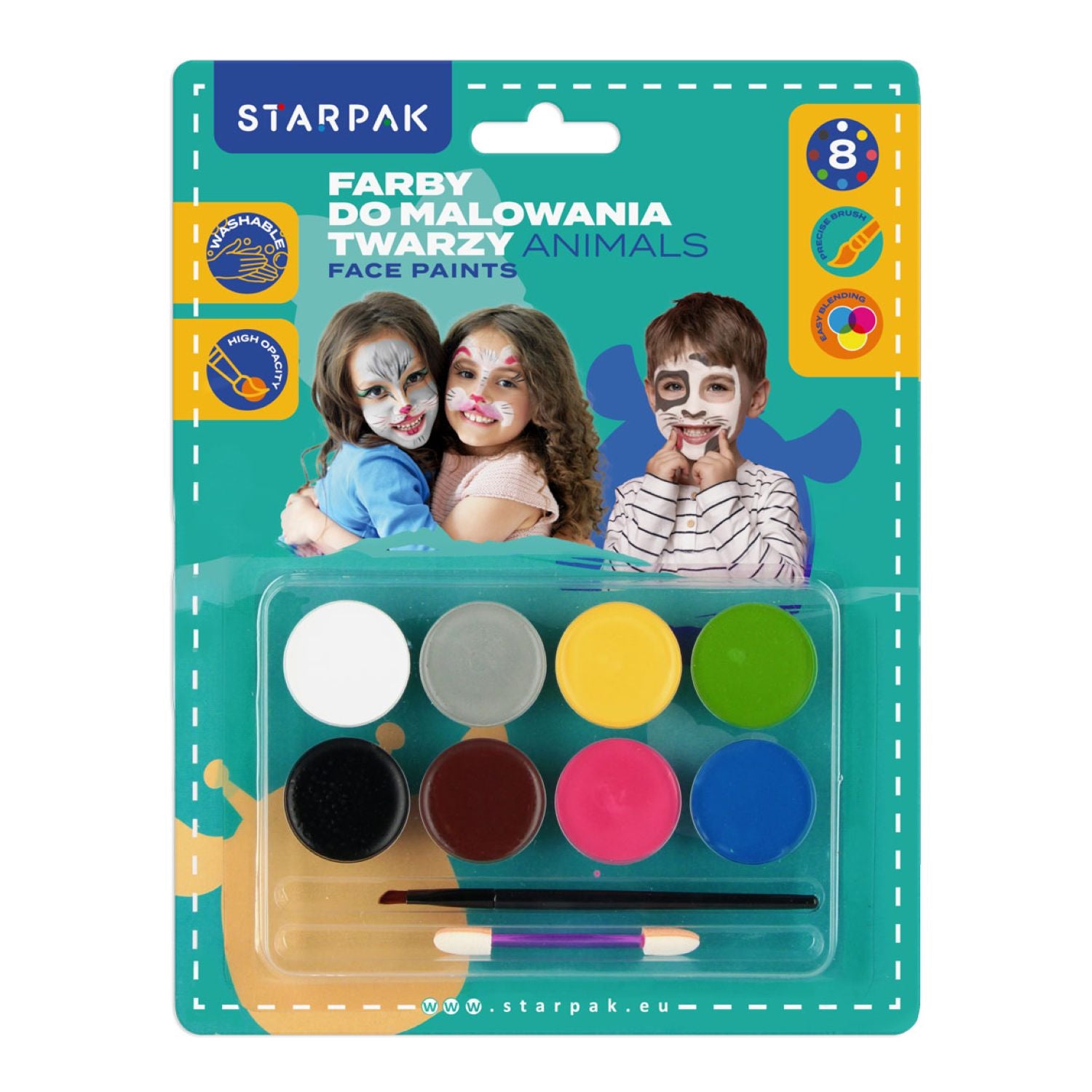 Farby do malowania twarzy 8 kolorów Animal
