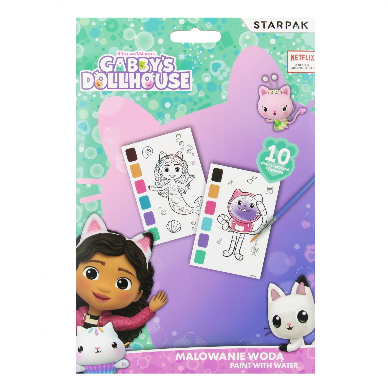 Malowanka wodna z farbkami Gabby s Dollhouse