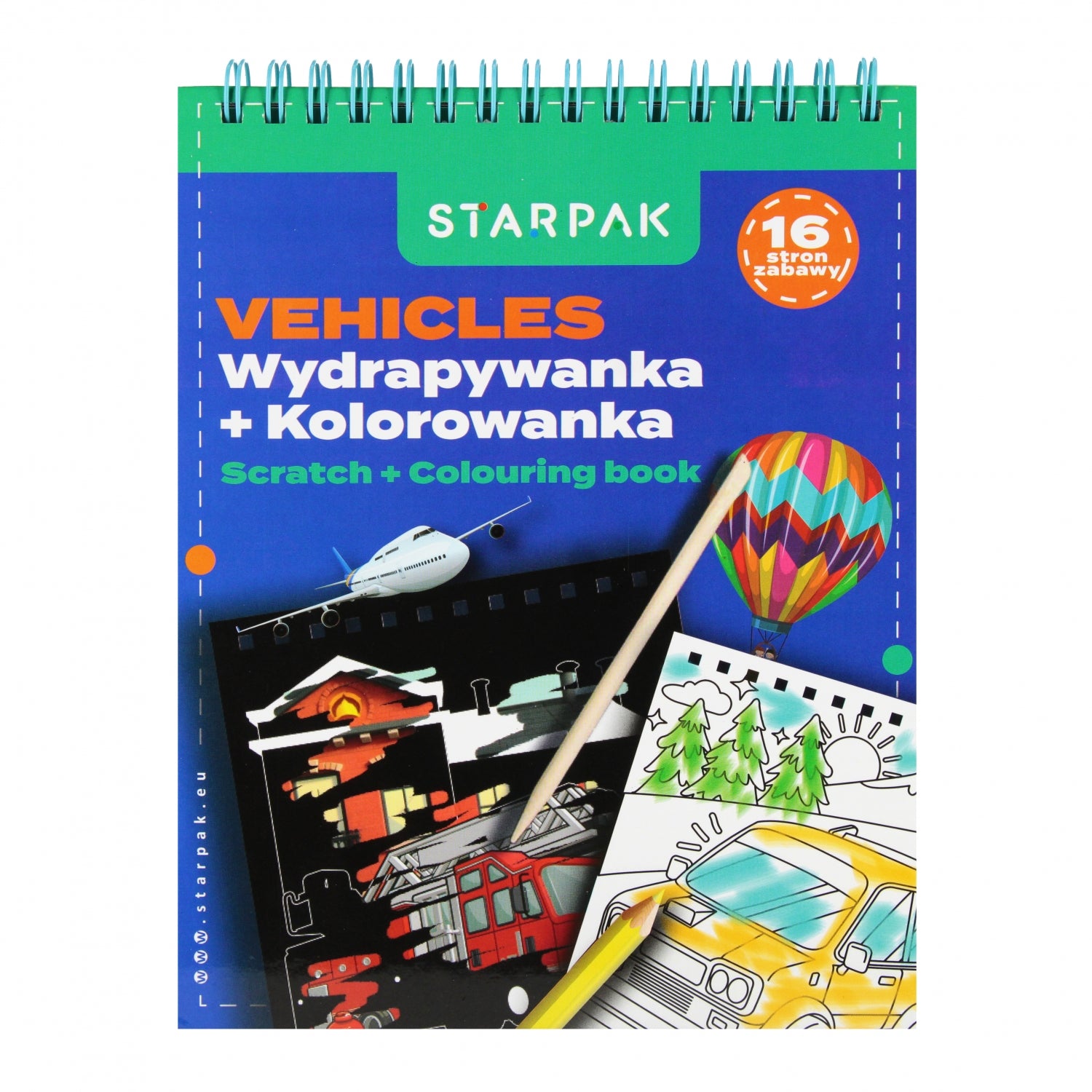 Zestaw kreatywny wydrapywanka z kolorowanką Vehicles
