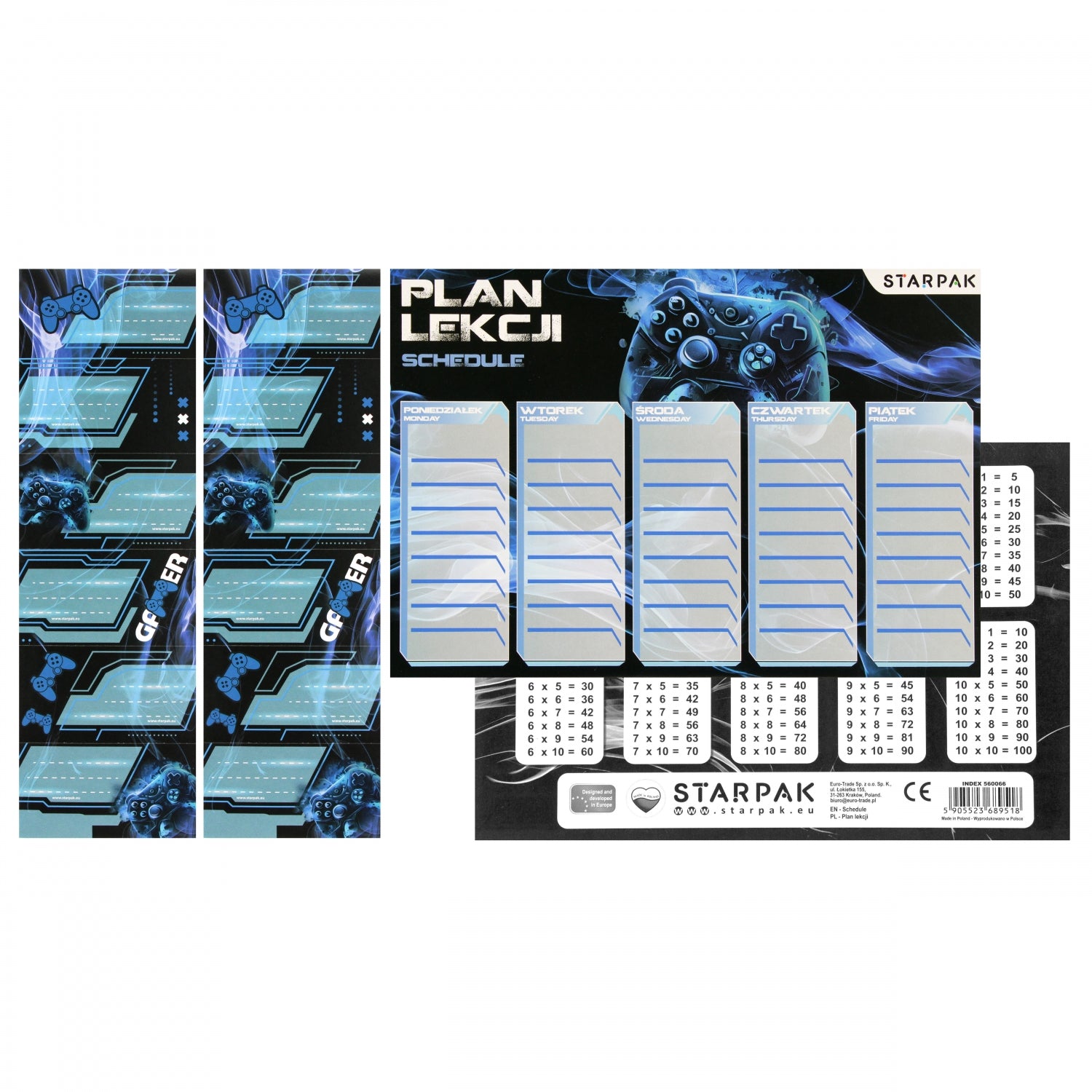 Plan lekcji A5 z naklejkami na zeszyt Pad