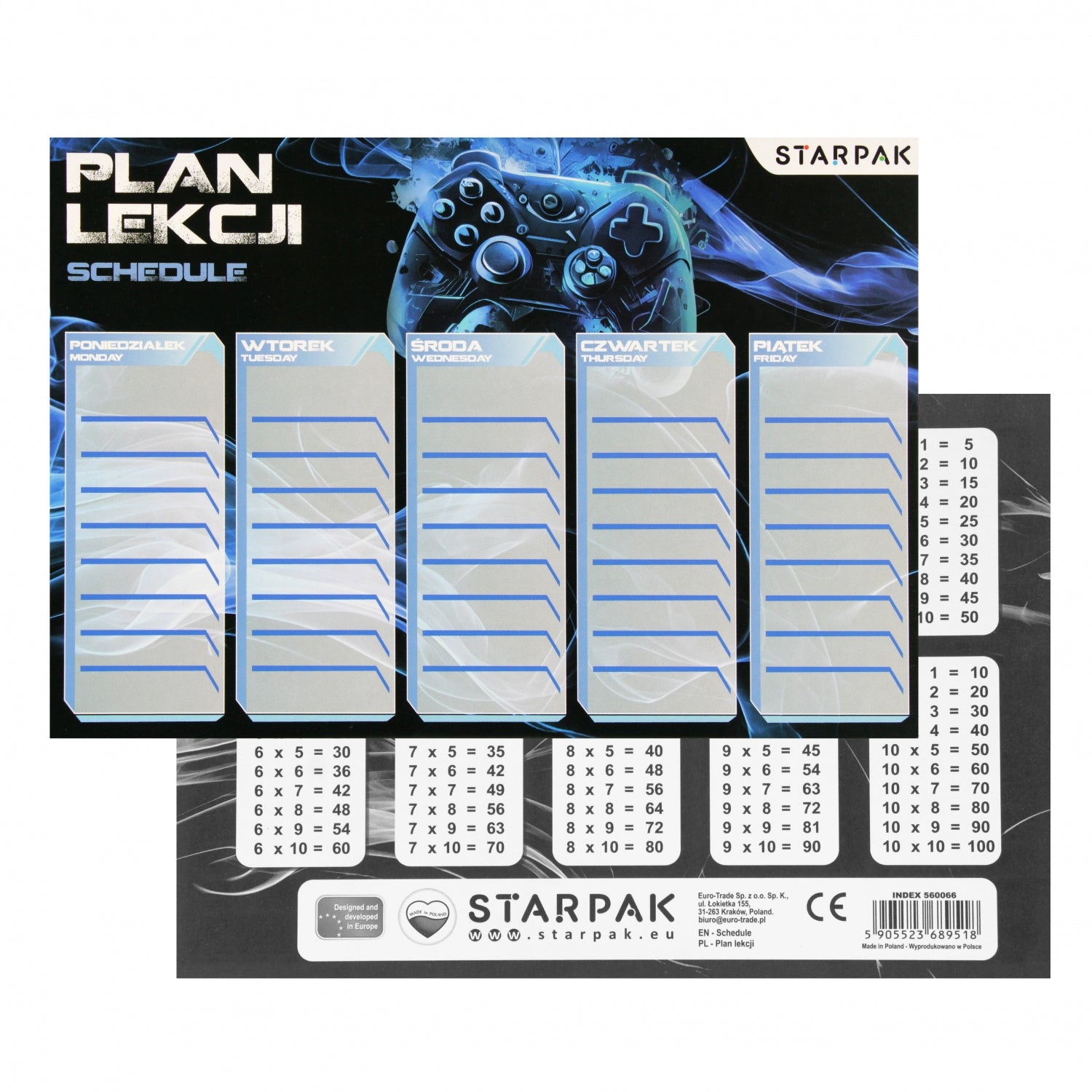 Plan lekcji A5 z naklejkami na zeszyt Pad