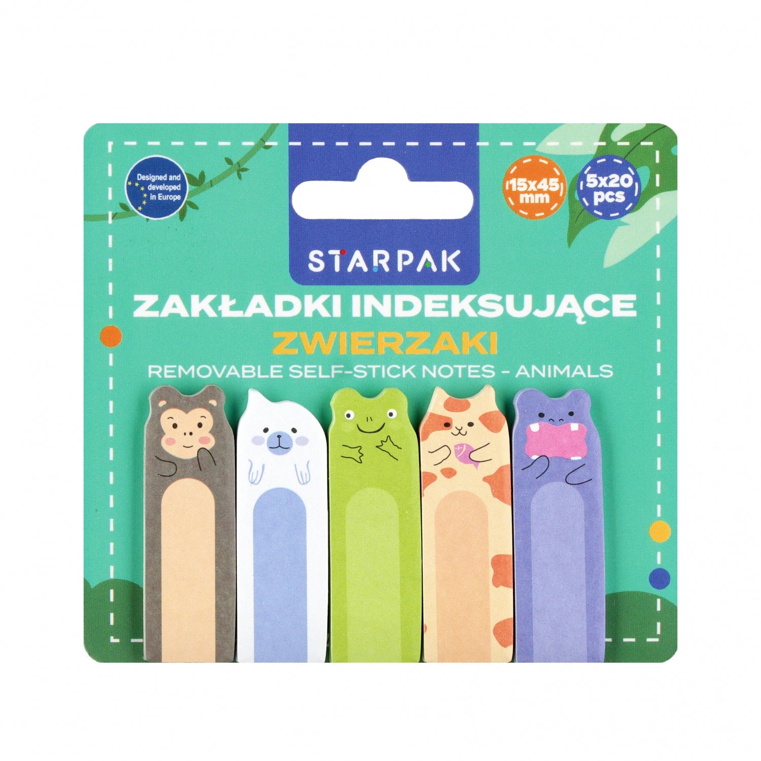 Zakładka indeksująca mix wzorów 5kol Zwierzaki Zebra