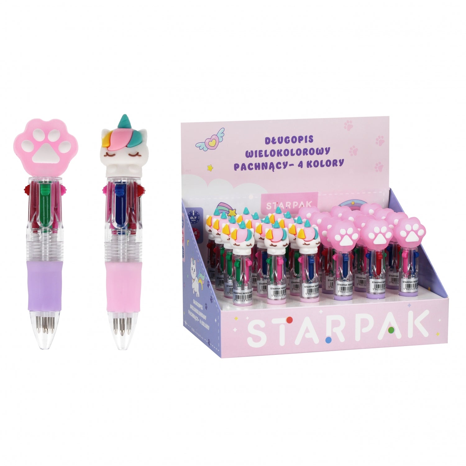 Długopis wielokolorowy mini 4 kolory 0.7 z figurką display A 24