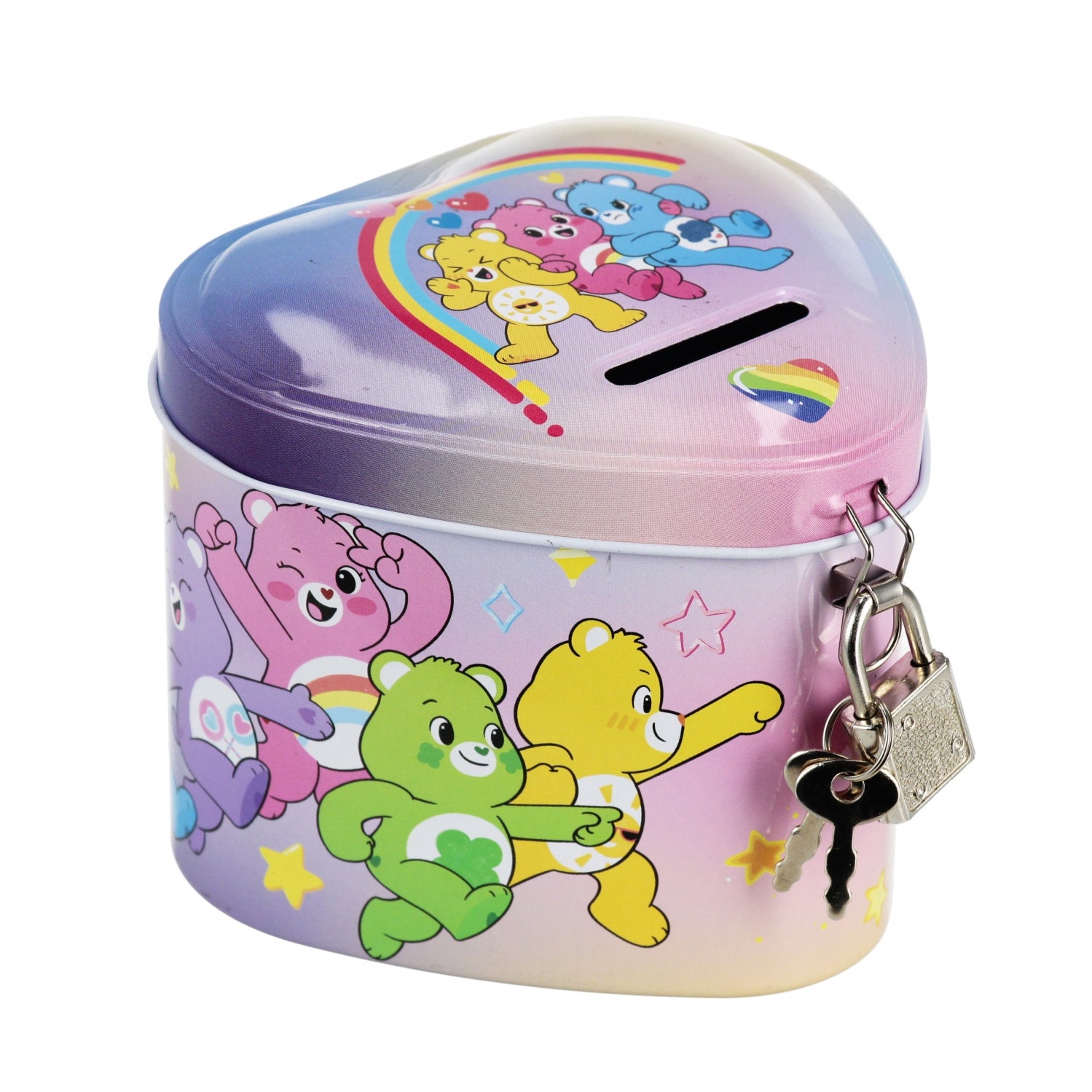 Skarbonka metalowa zamykana serce Care Bears
