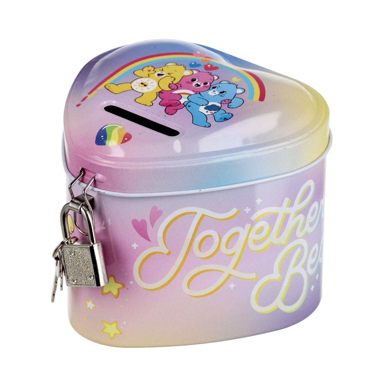 Skarbonka metalowa zamykana serce Care Bears