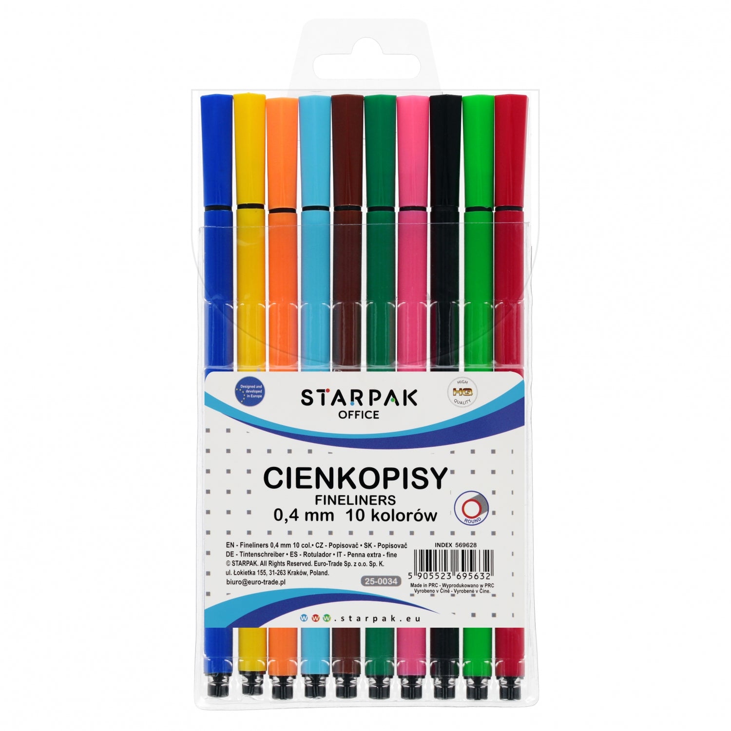 Cienkopis 10 kolorów 0.4mm w etui