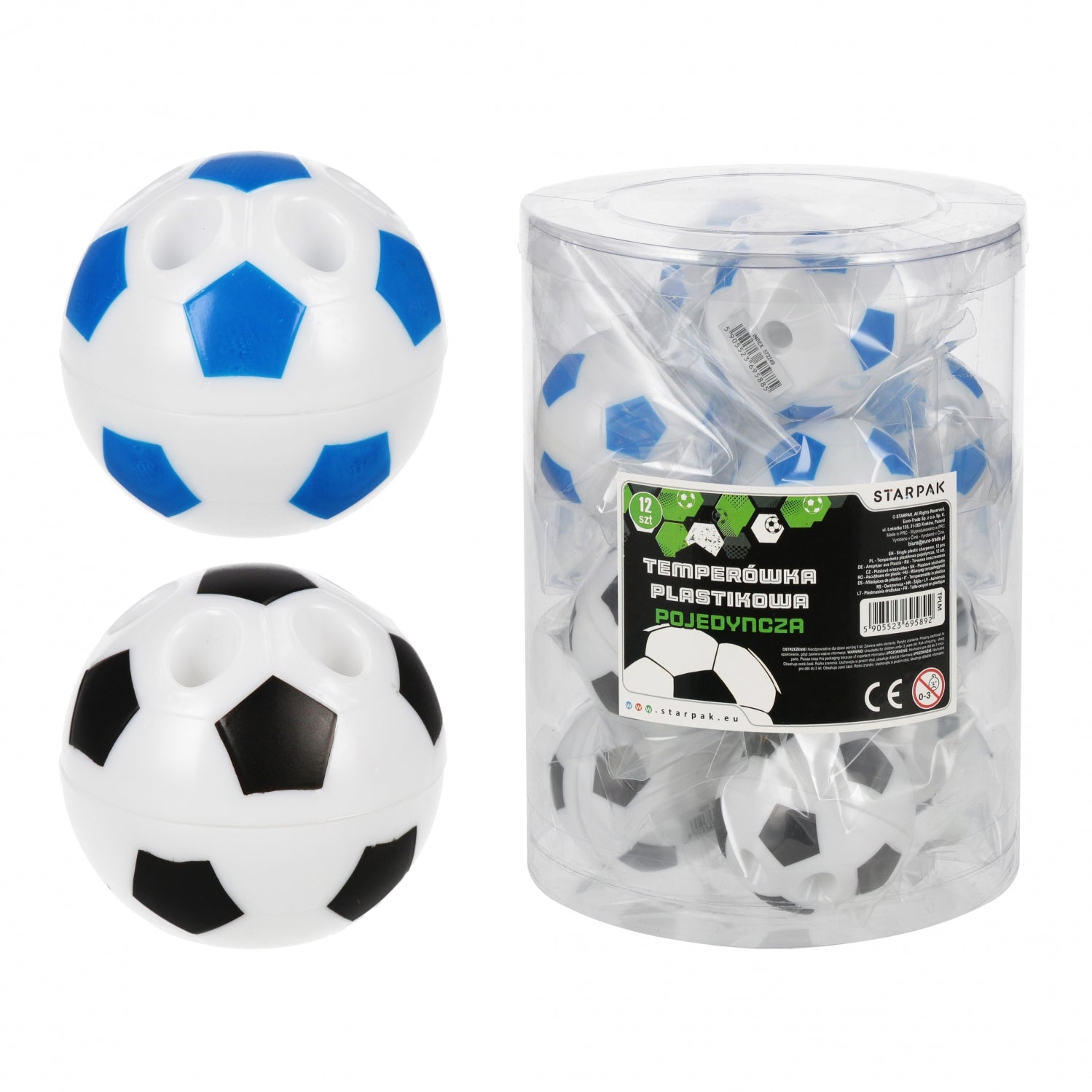 Temperówka z pojemnikiem Football tuba 12 szt