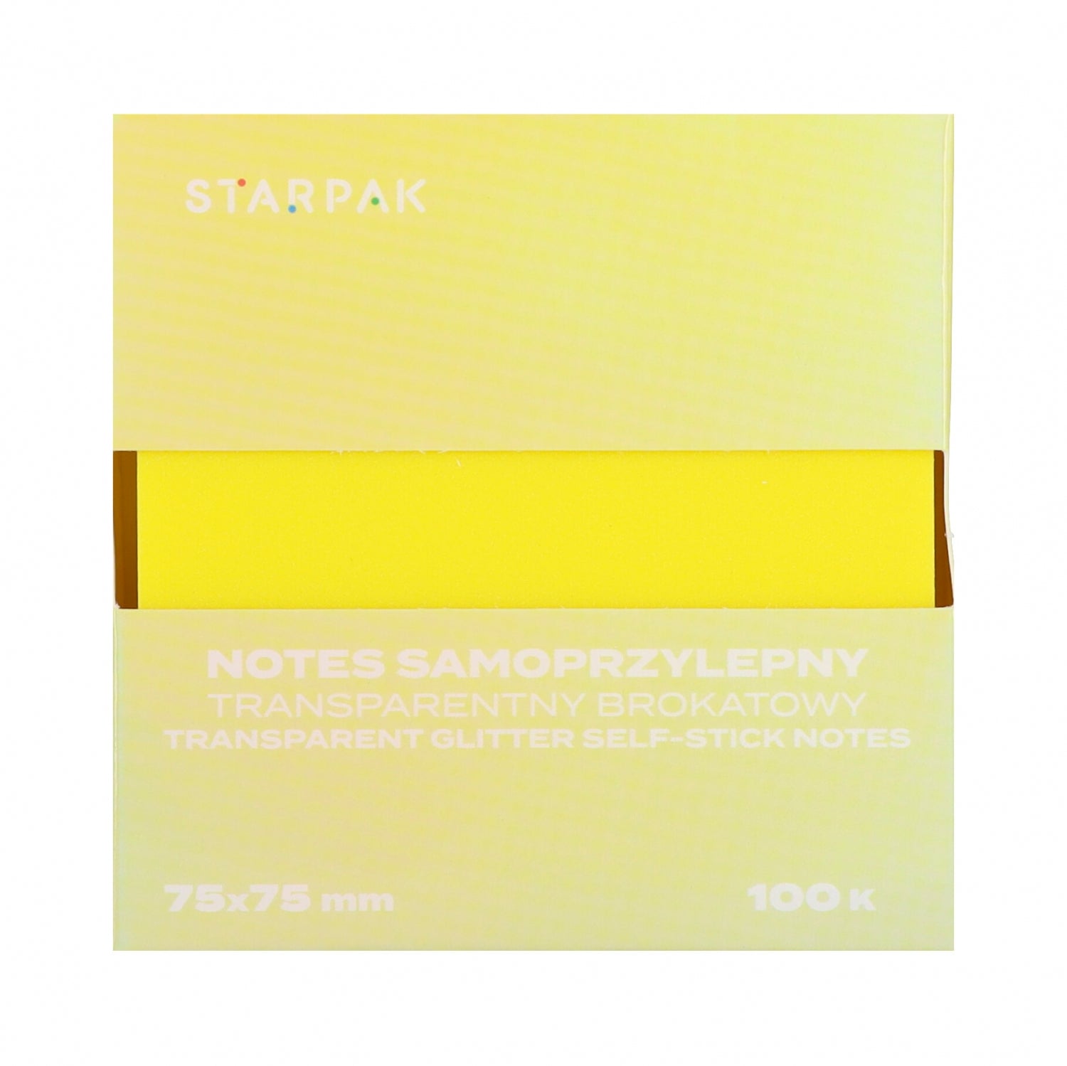 Notes samoprzylepny 75x75/100k transparent brokat żółty