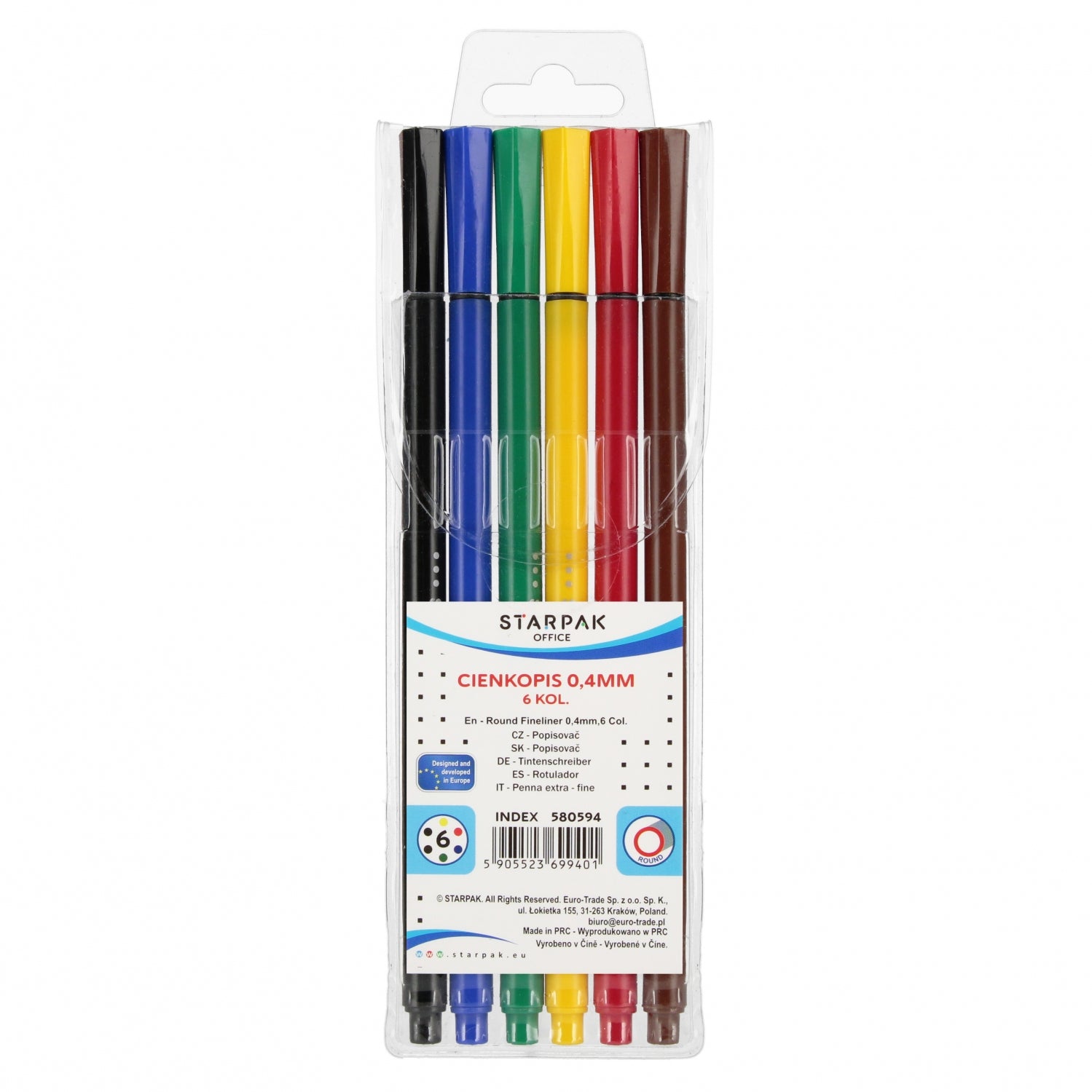 Cienkopis 6 kolorów 0.4 w etui