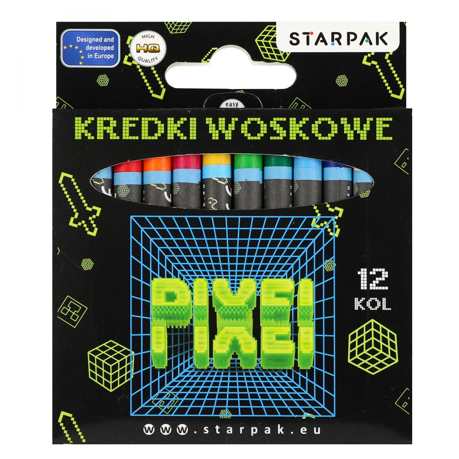 Kredki woskowe 12 kolorów Pixel Game