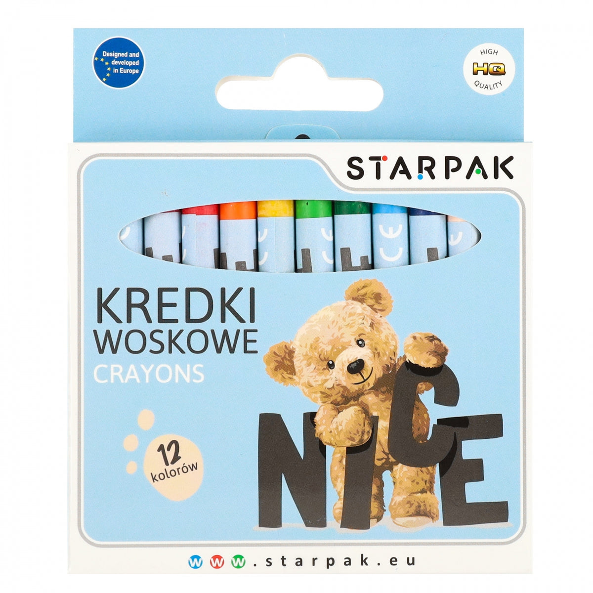 Kredki woskowe 12 kolorów Miś