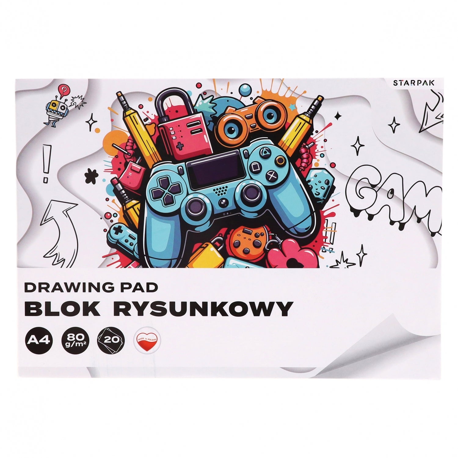 Blok rysunkowy A4/20k biały Pad A 10