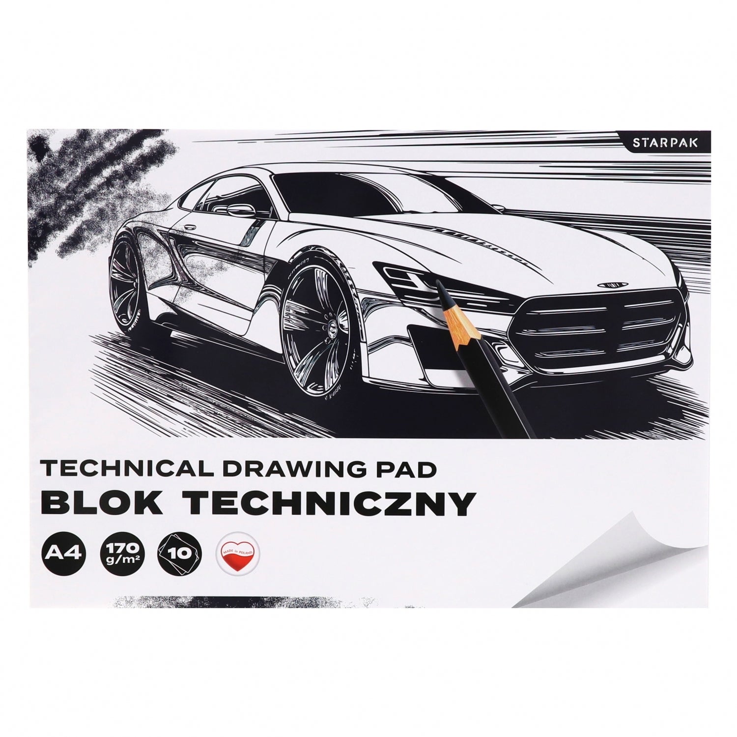 Blok techniczny A4/10k biały Auto A 10