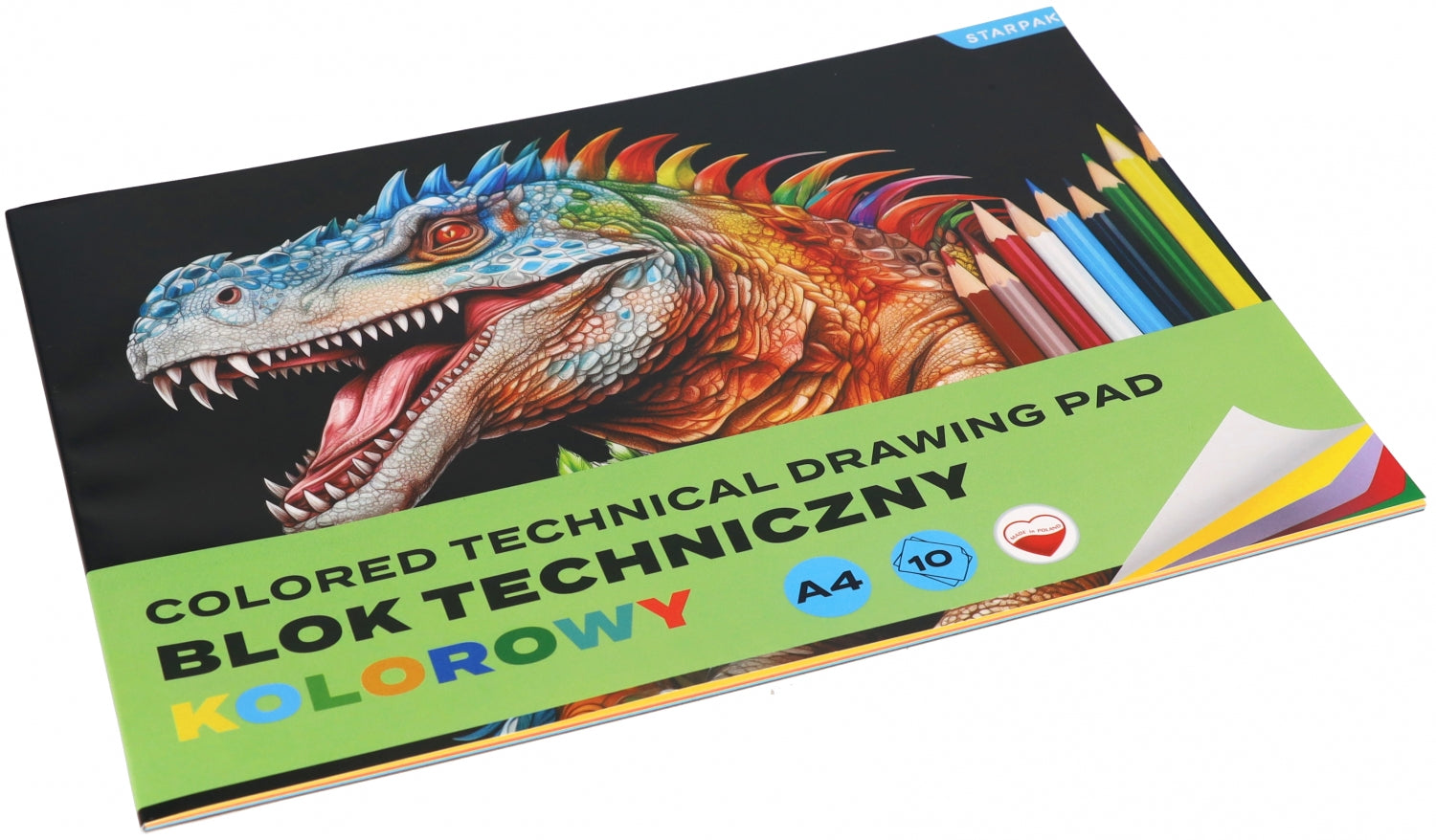 Blok techniczny A4/10k kolorowy Dinozaur A 10