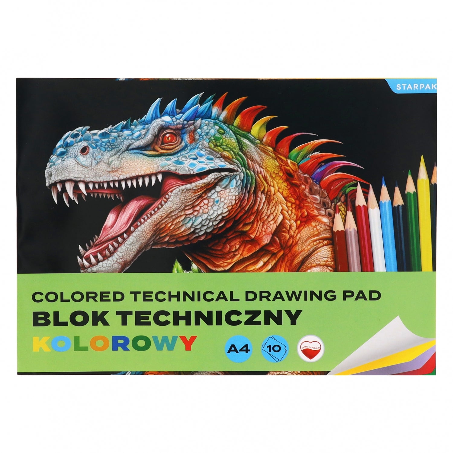 Blok techniczny A4/10k kolorowy Dinozaur A 10