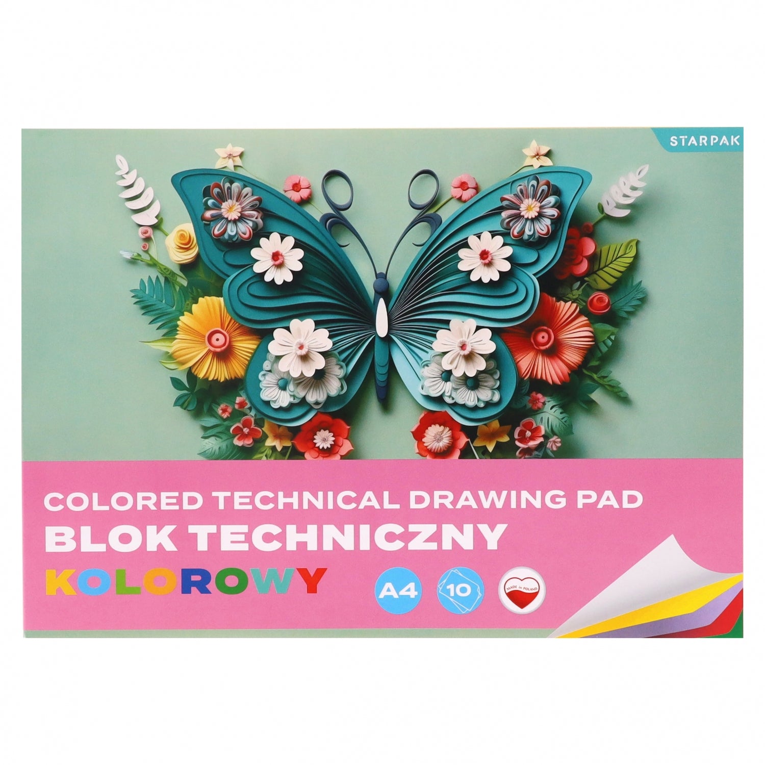 Blok techniczny A4/10k kolorowy Motyl A 10