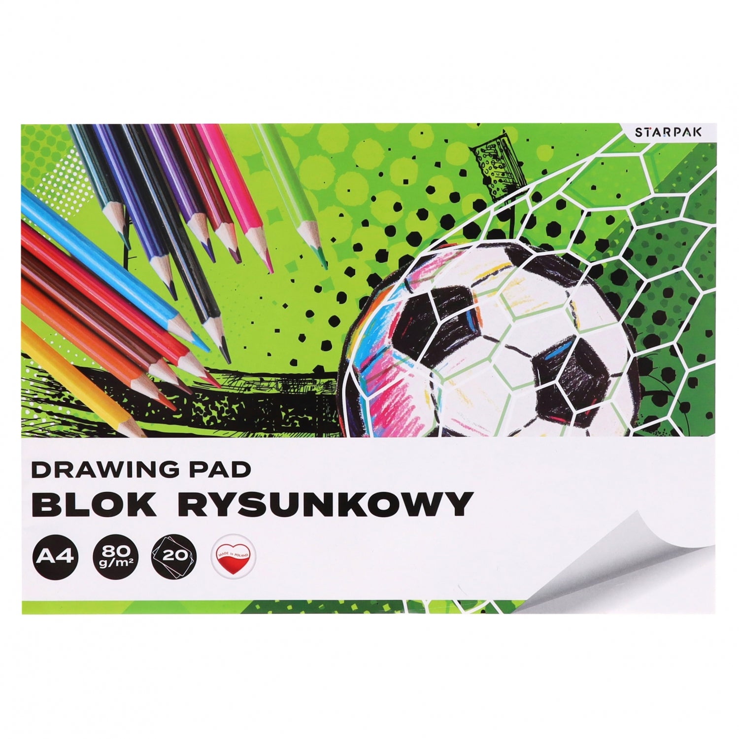 Blok rysunkowy A4/20k biały Football A 10