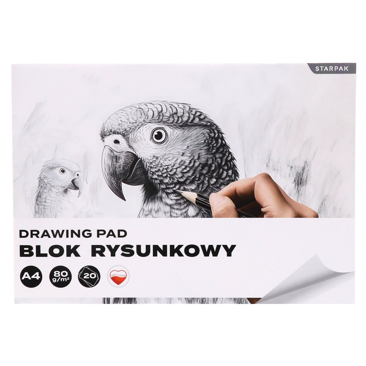 Blok rysunkowy A4/20k biały Papuga A 10